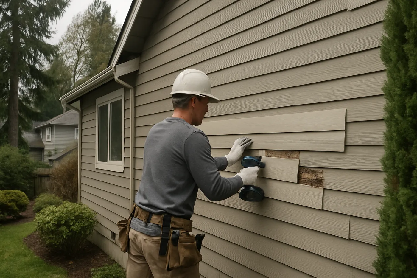 Newly installed and painted exterior siding on a Seattle-area home.