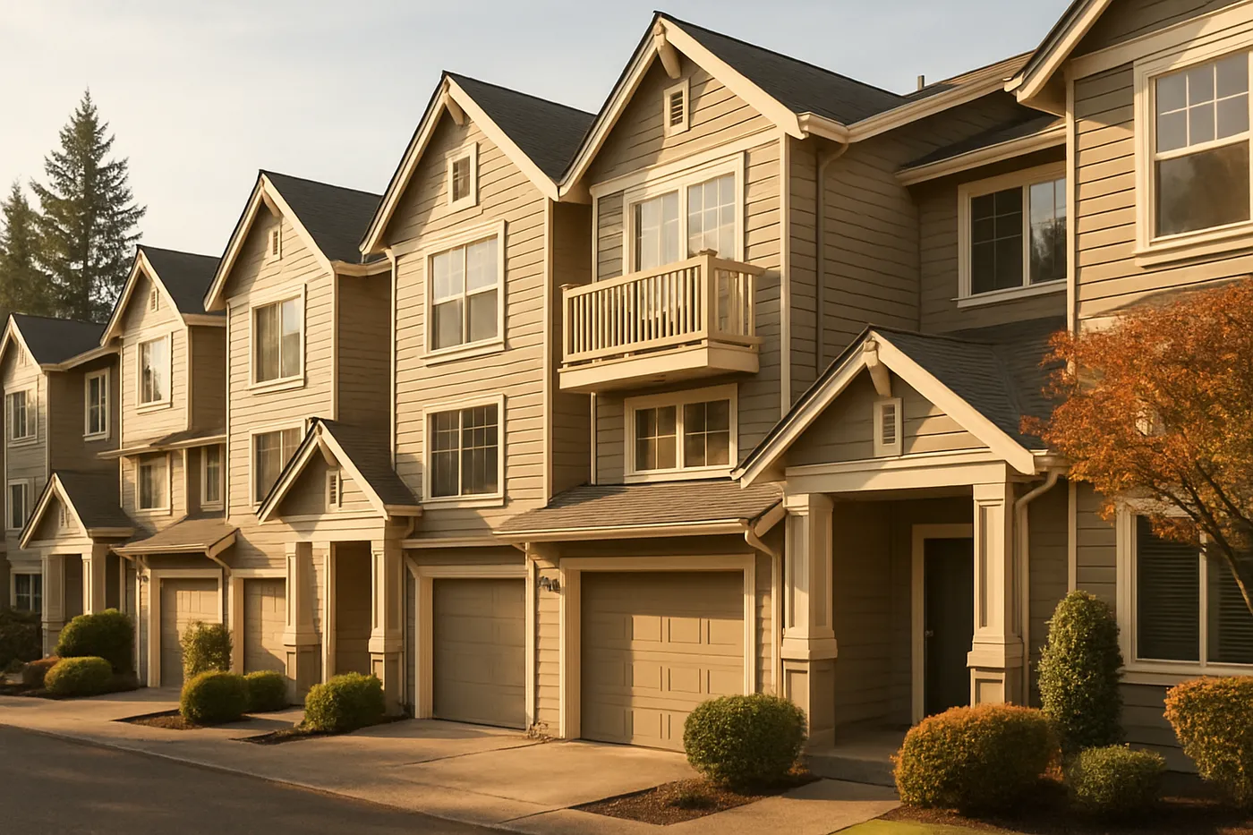 Freshly painted condominium community exterior in the Seattle area.