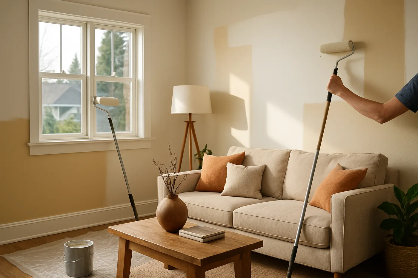 Freshly painted living room interior in a Seattle-area home.