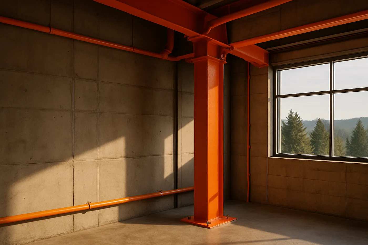 Protective industrial coating applied to structural steel at a Seattle-area facility.