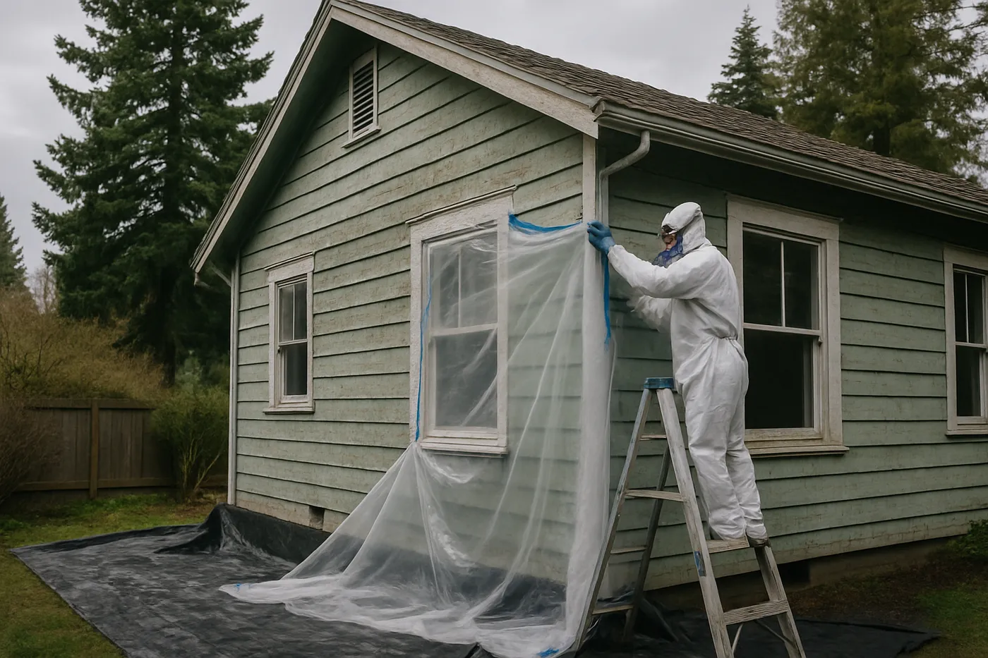 Repainted trim and siding on a craftsman-style house.