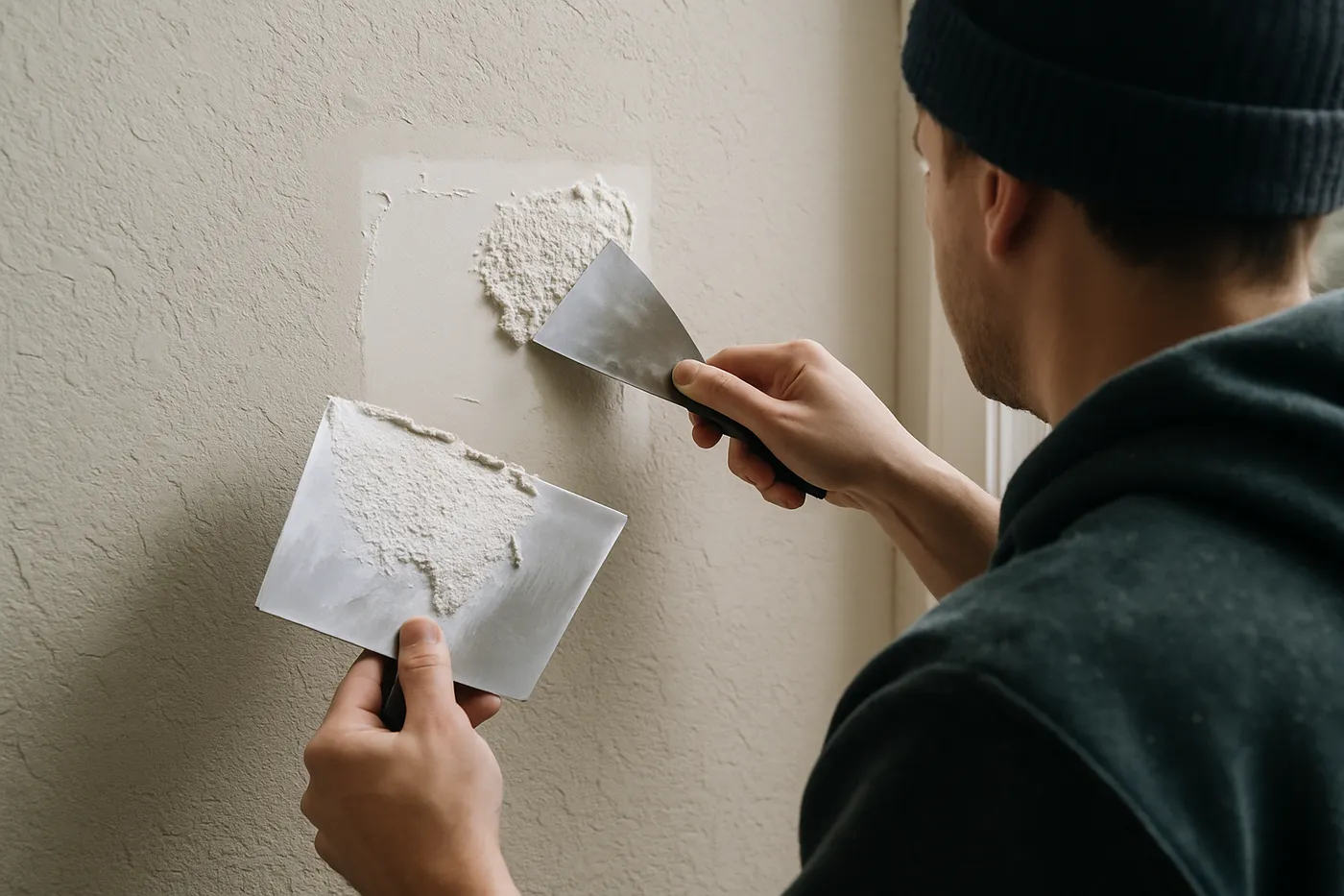 Freshly patched and painted interior wall in a Seattle-area home.