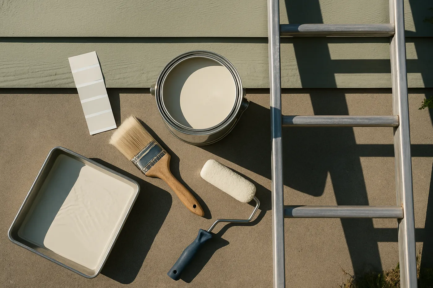 Freshly painted home exterior in a Seattle-area neighborhood on a clear summer day.