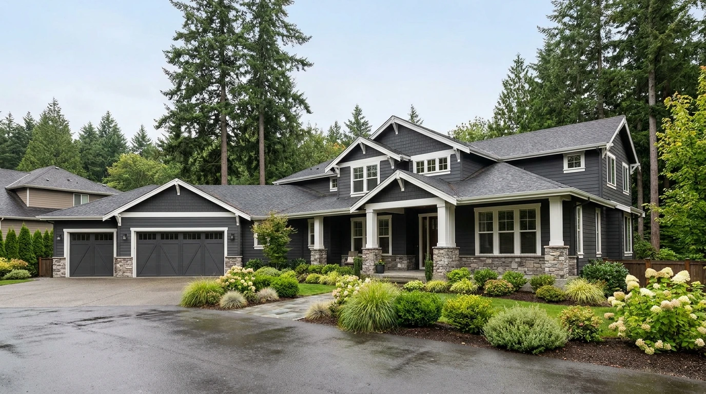 Craftsman-style home exterior in Clyde Hill, WA