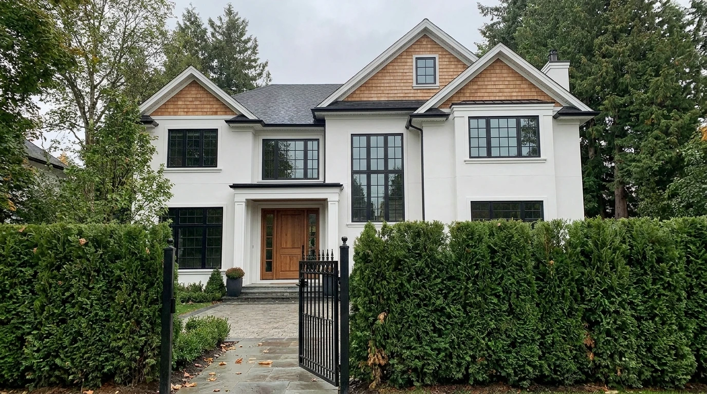 Upscale estate home exterior in Medina, WA
